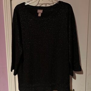 Chico's Black Glitter Knit Top
